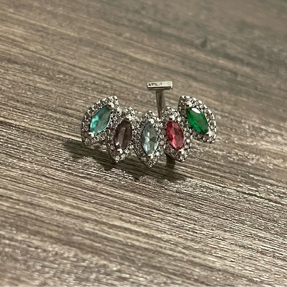 Silver Multicolor Stone Ear Cuff - image 7